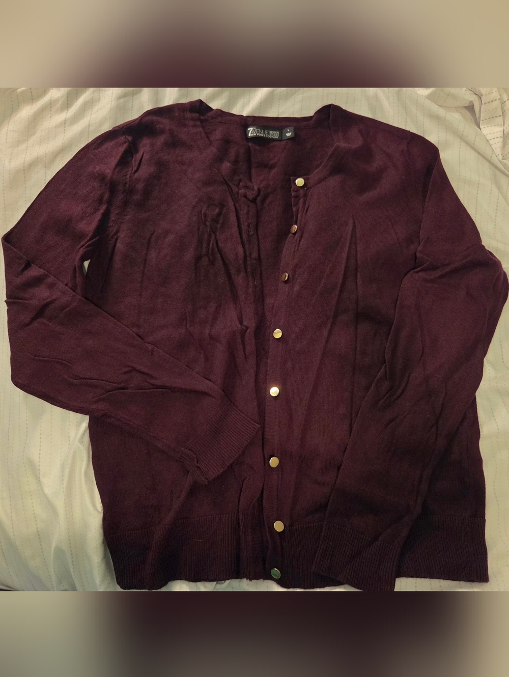 New York & Company Burgundy Button-Front Cardigan